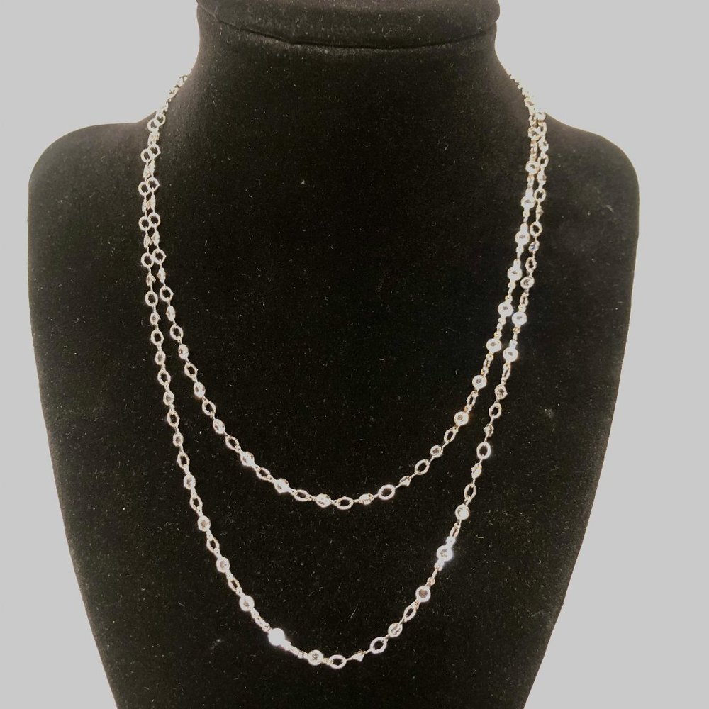 Two layers, crystal and silver necklace